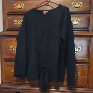 Vince Camuto Cashmere Black Tie Up Crew Neck Sweater